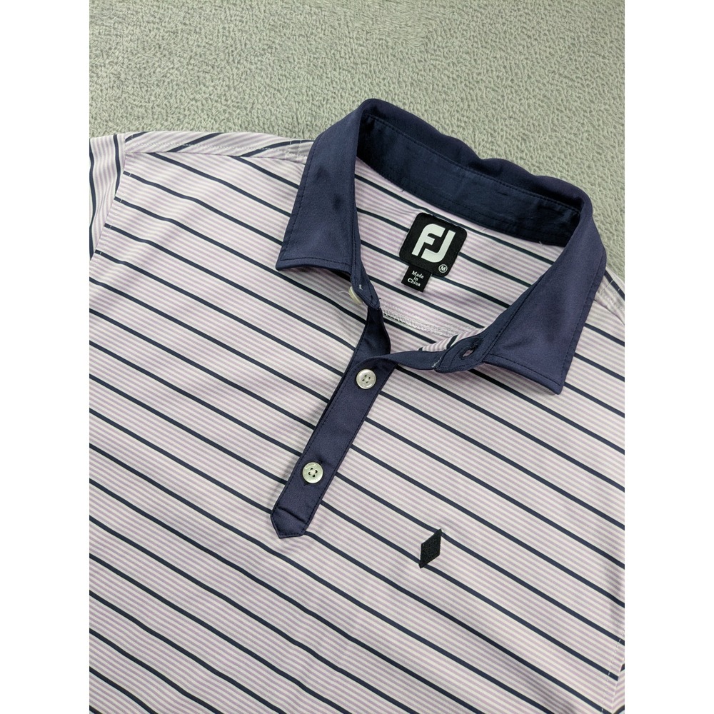 FootJoy Mens ProDry Striped Golf Polo Shirt Purple Navy Blue Size Medium